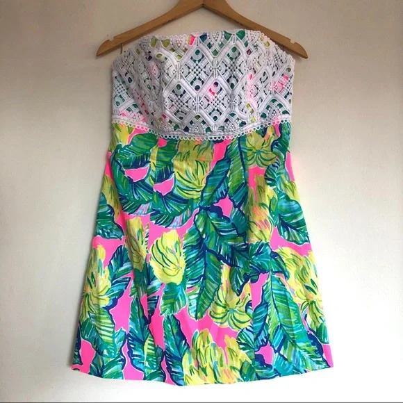 Lilly Pulitzer Pink Sunset Local Flavor Brynn Strapless Mini A-Line Dress - Picture 3 of 8